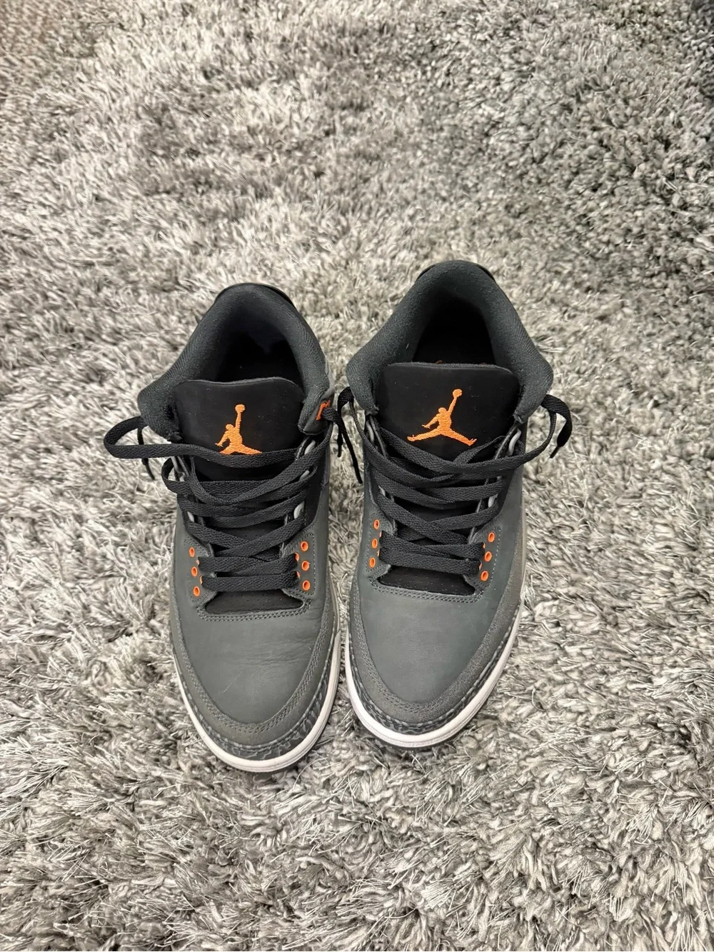 Jordan 3 Retro Men’s Sneakers - Grey with Orange Accents